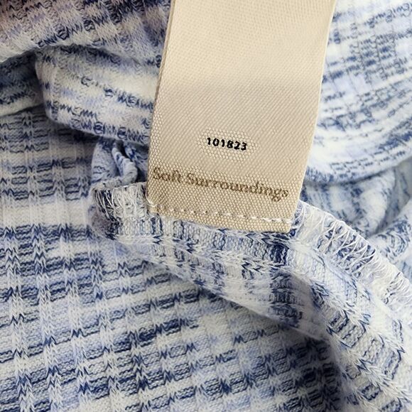 Soft Surroundings Top Women Medium Evie Blue Space Dye Long Smocked Sleeves Knit - Picture 9 of 9